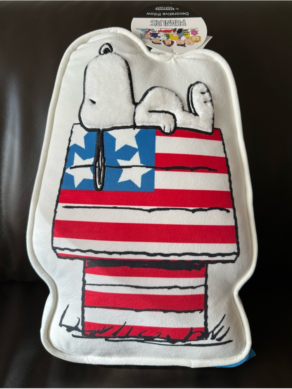 Berkshire Peanuts Snoopy on Patriotic Doghouse Decorative Pillow NWT